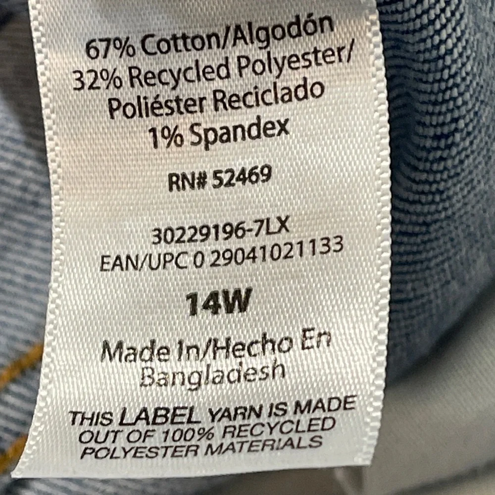 Terra & Sky STRAIGHT WOMENS SIZE 14W  Blue Jeans